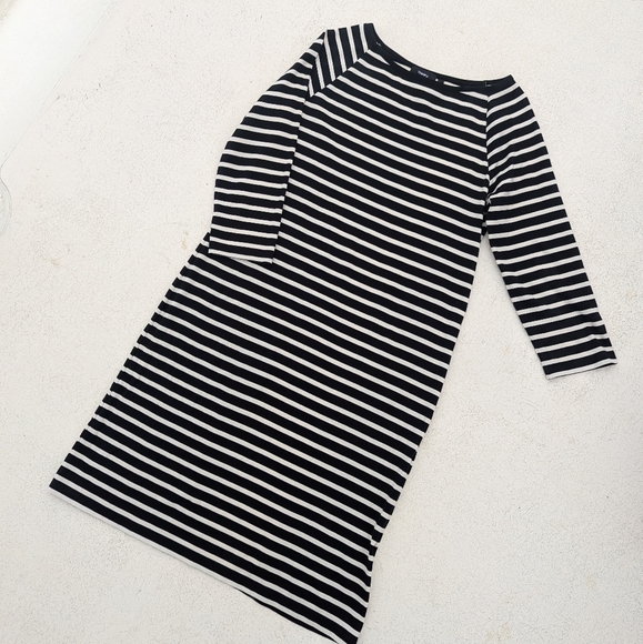 Theory | Lesnoy Stripe Cotton Cashmere Black White Dress Large Stretchy - Picture 11 of 11